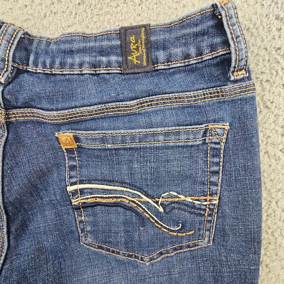 Wrangler Aura Women's Jeans Size 12 Tall Blue Denim Bootcut Stretch Embroidered - Picture 5 of 9